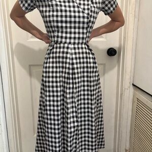 Pinup Couture Black and White Gingham Midi Dress